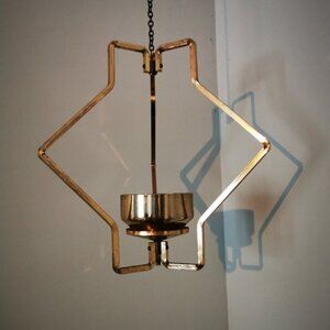 Geometric Gold Metal Hanging Plant or Candle Holder